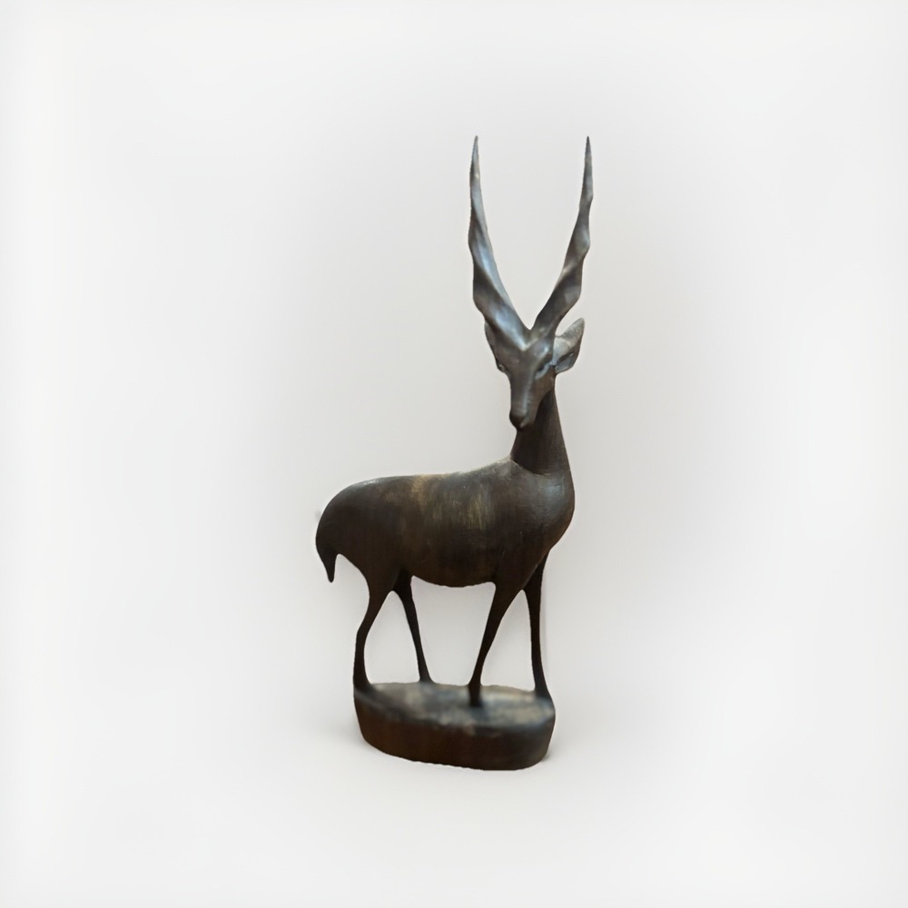 Hand Carved Wooden Antelope/Gazelle Figurine 8 X 5 Inches